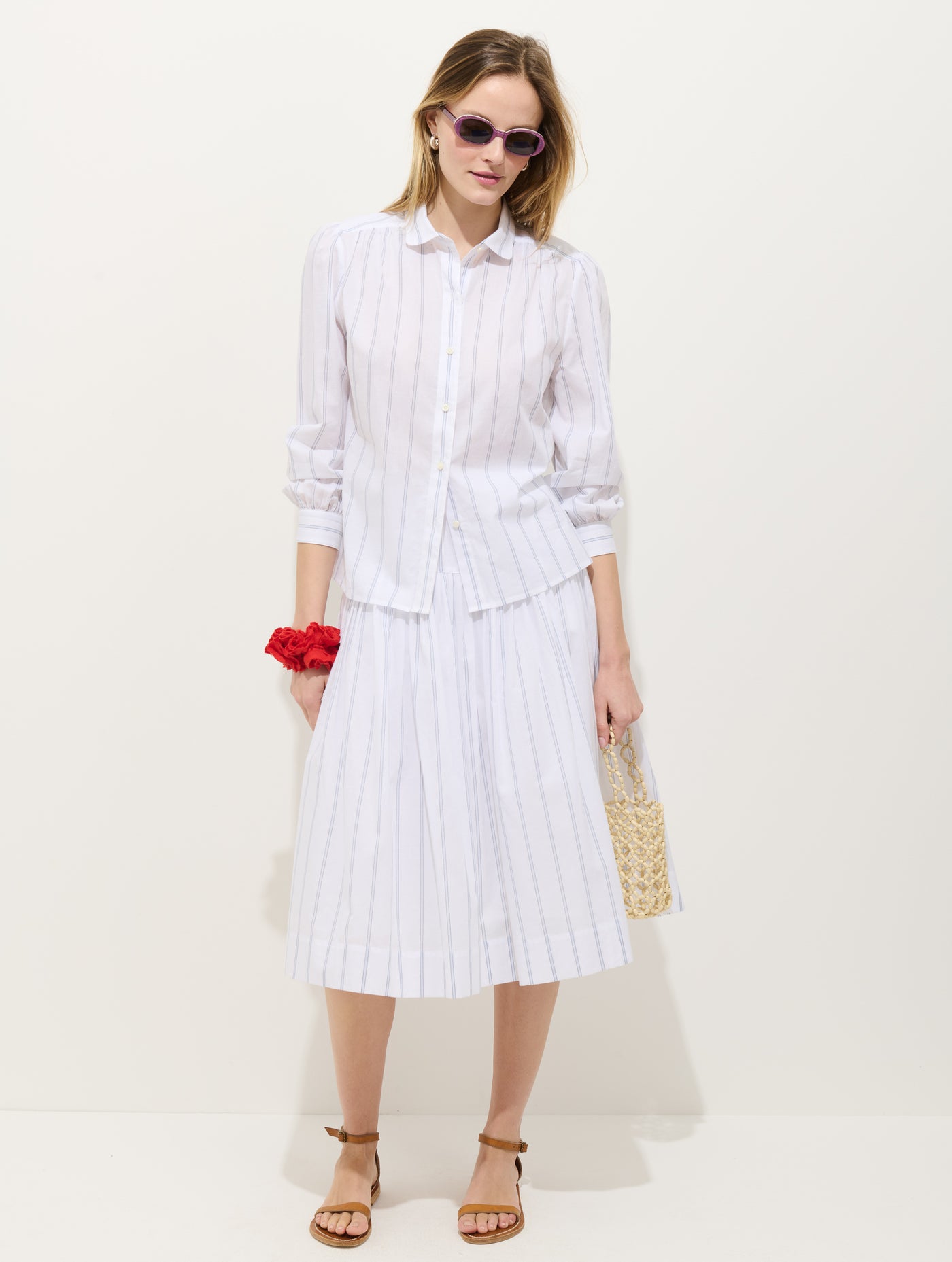 Hannah Striped Skirt In Cotton Voile