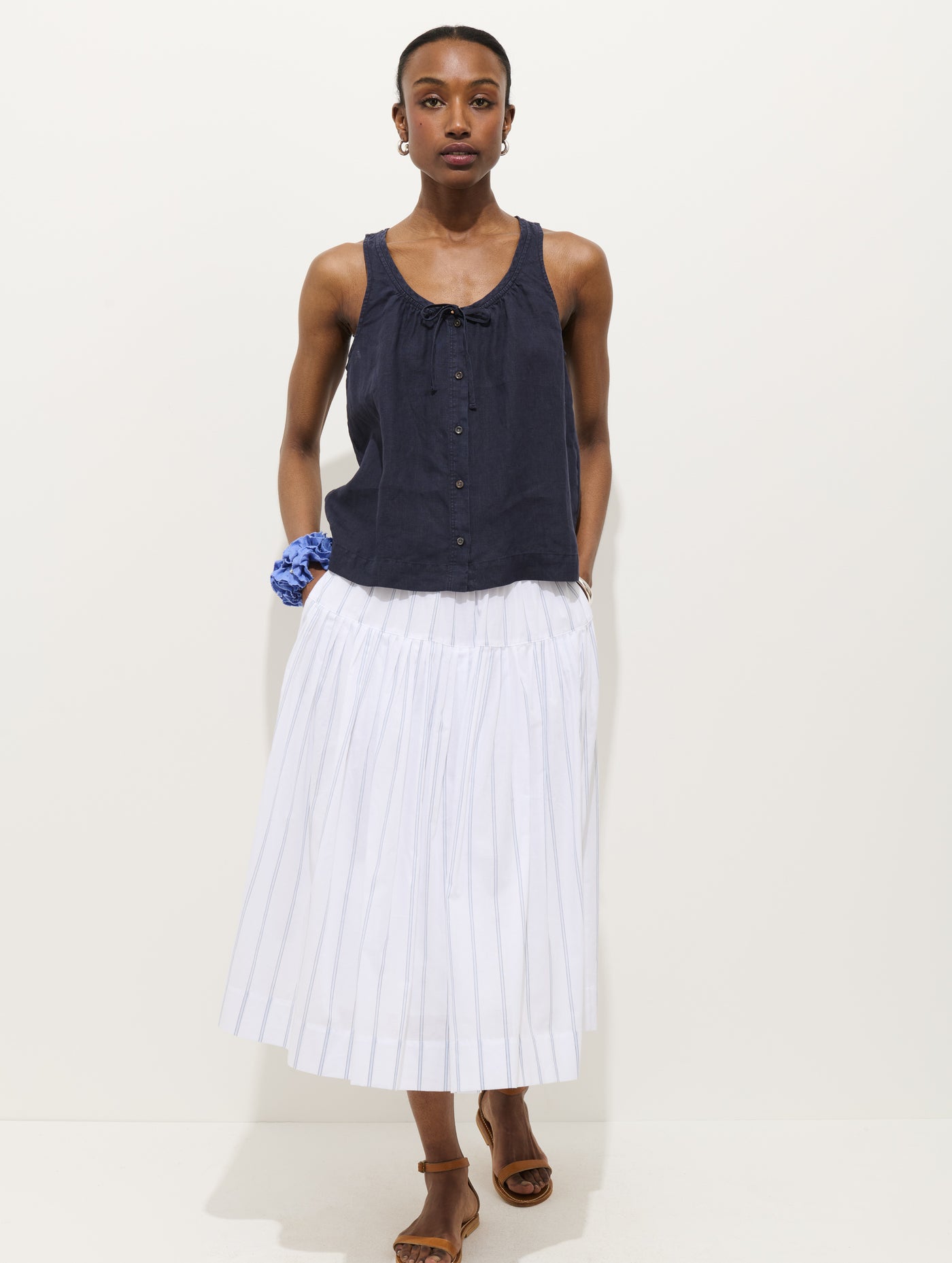 Hannah Striped Skirt In Cotton Voile