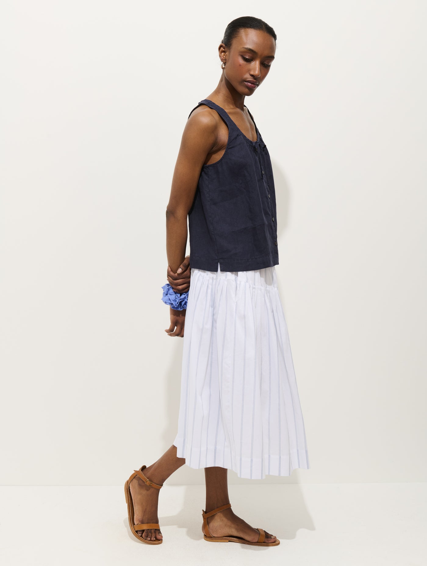 Hannah Striped Skirt In Cotton Voile