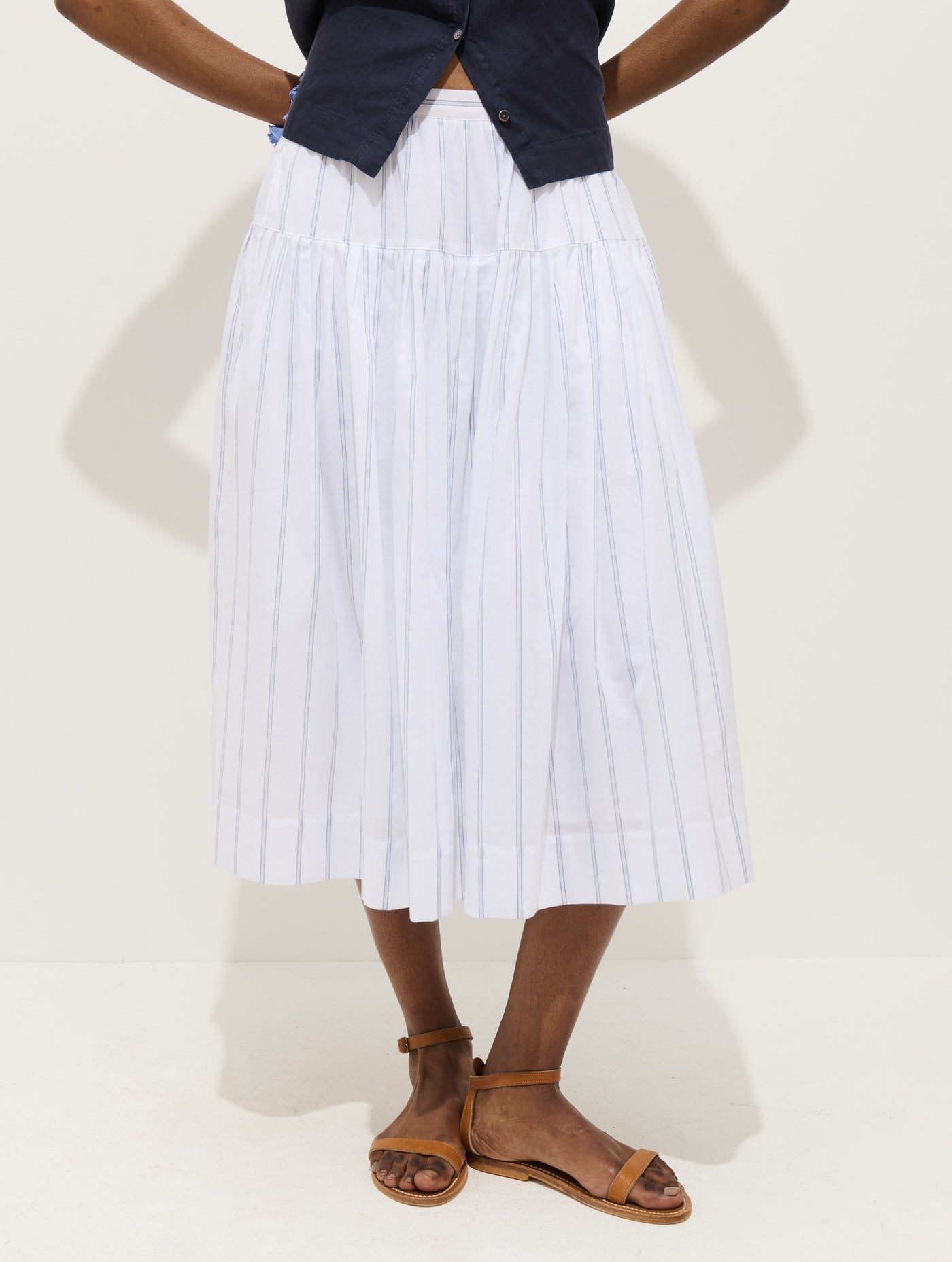 Hannah Striped Skirt In Cotton Voile