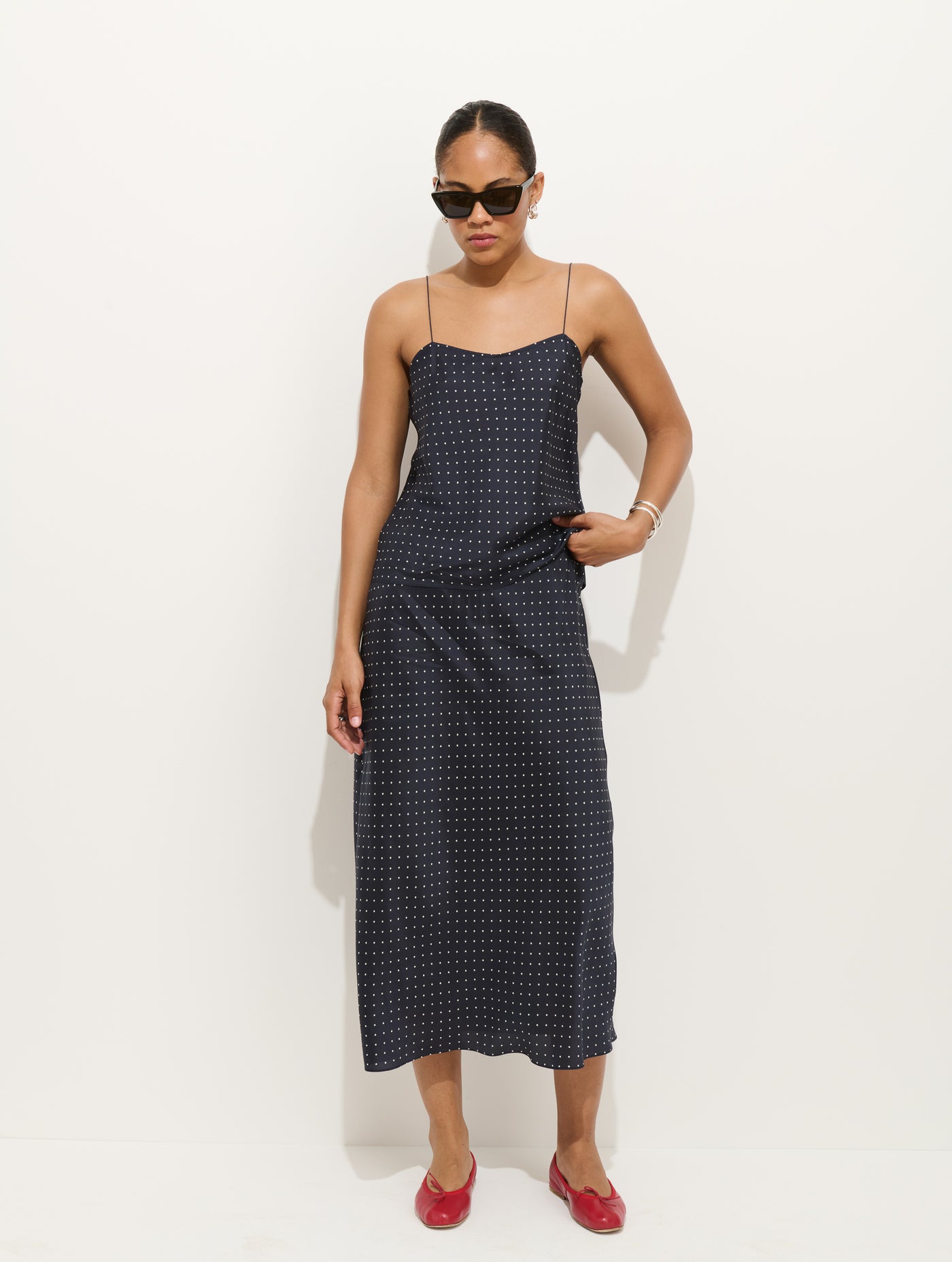 Amelia Polka Dot Skirt In Silk