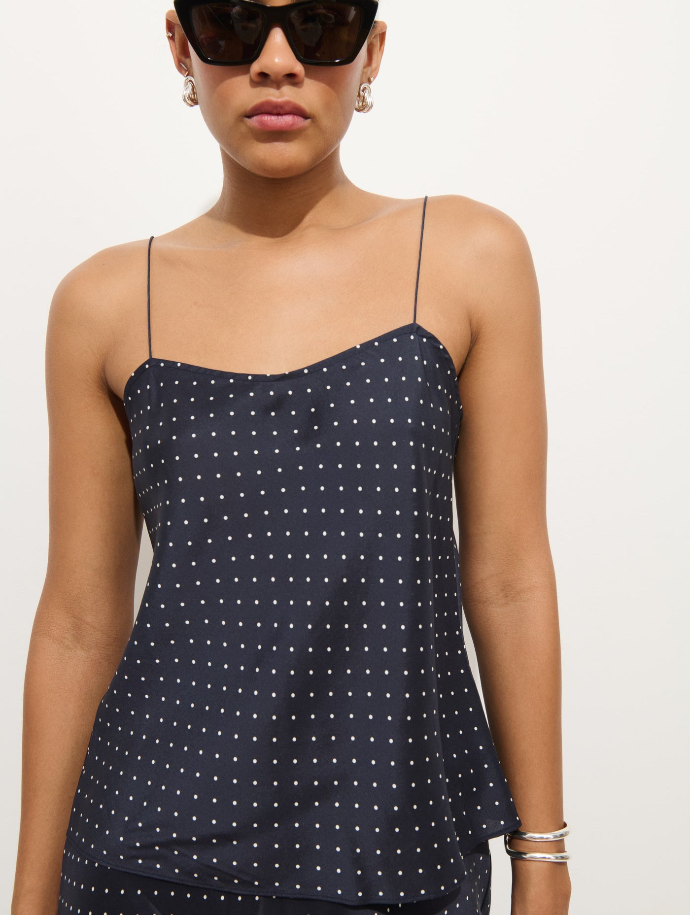 Amelia Polka Dot Top In Silk
