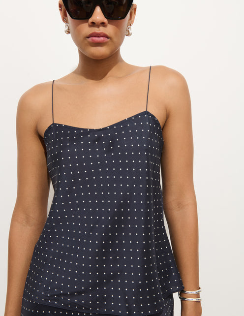 Amelia Polka Dot Top In Silk