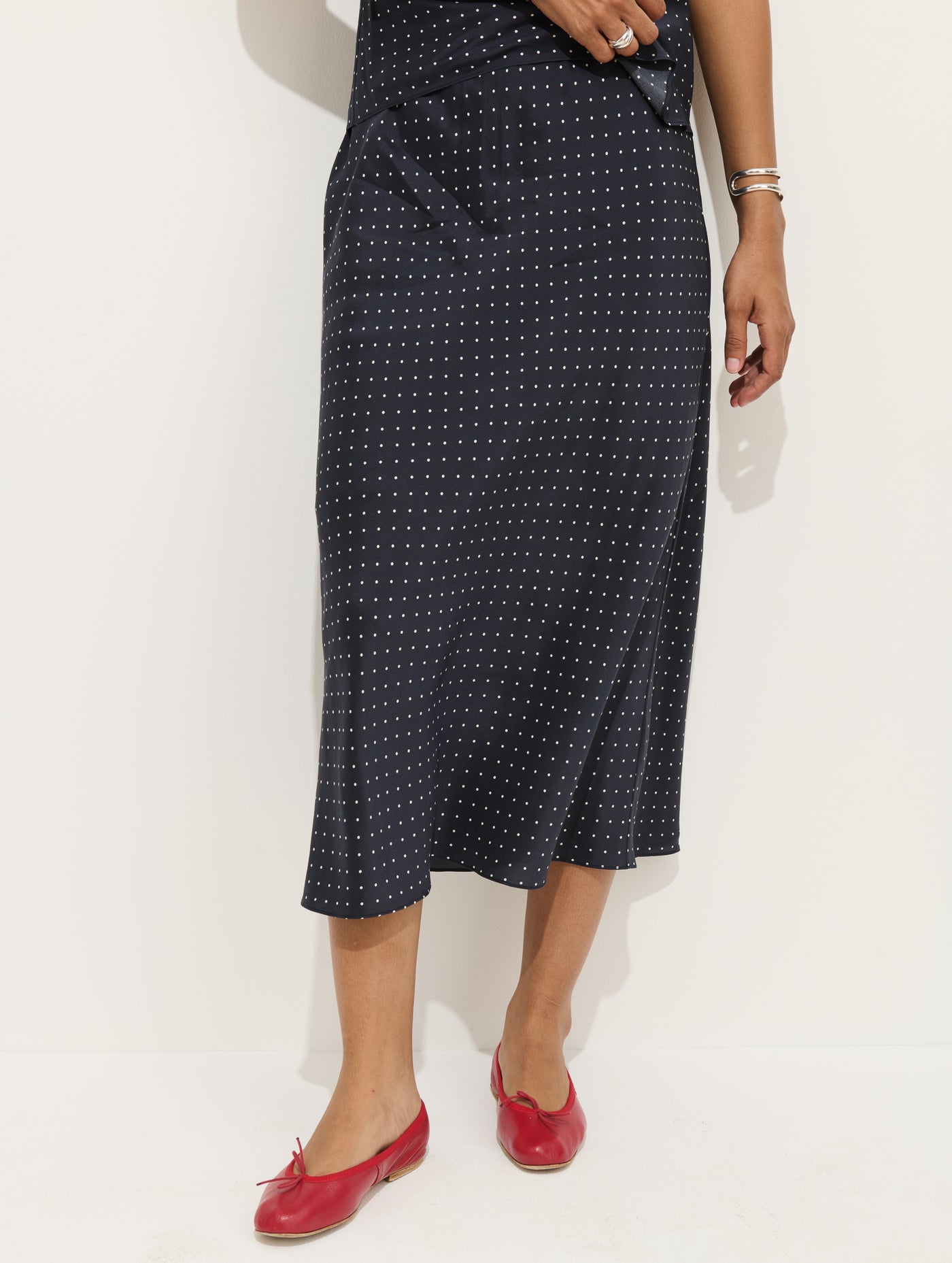 Amelia Polka Dot Skirt In Silk