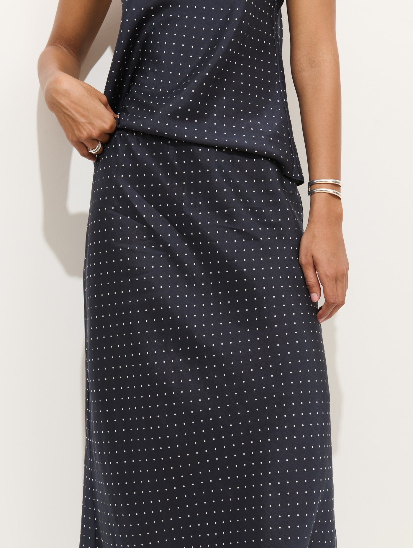 Amelia Polka Dot Skirt In Silk
