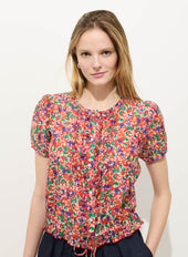 Brittany Floral Top In Cotton Silk