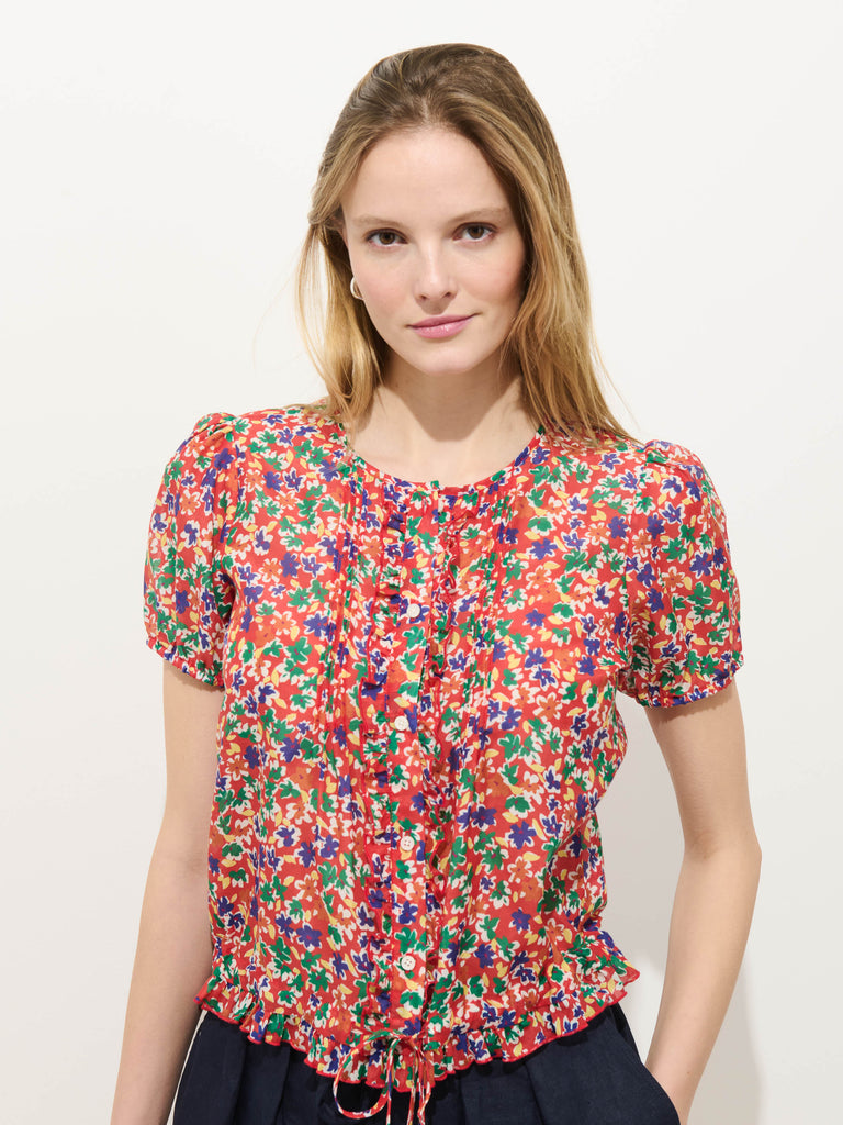 Brittany Floral Top In Cotton Silk from Alex Mill - $195