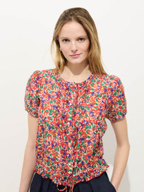 Brittany Floral Top In Cotton Silk