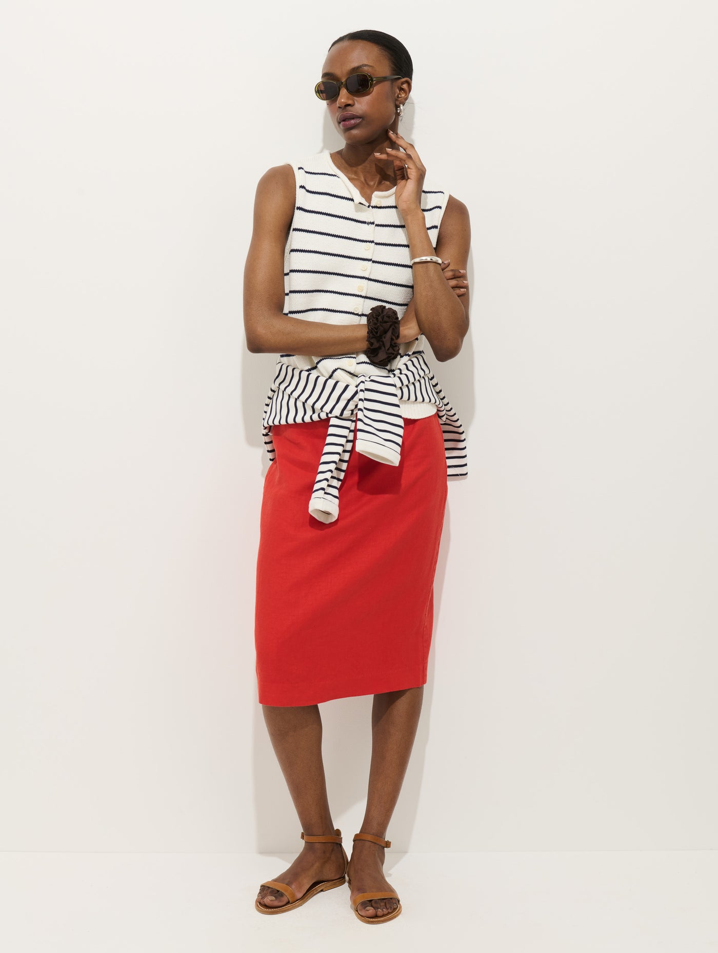 Maya Pencil Skirt In Linen
