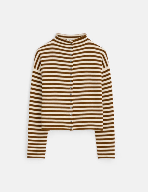 Taylor Striped Cardigan In Cotton Cashmere
