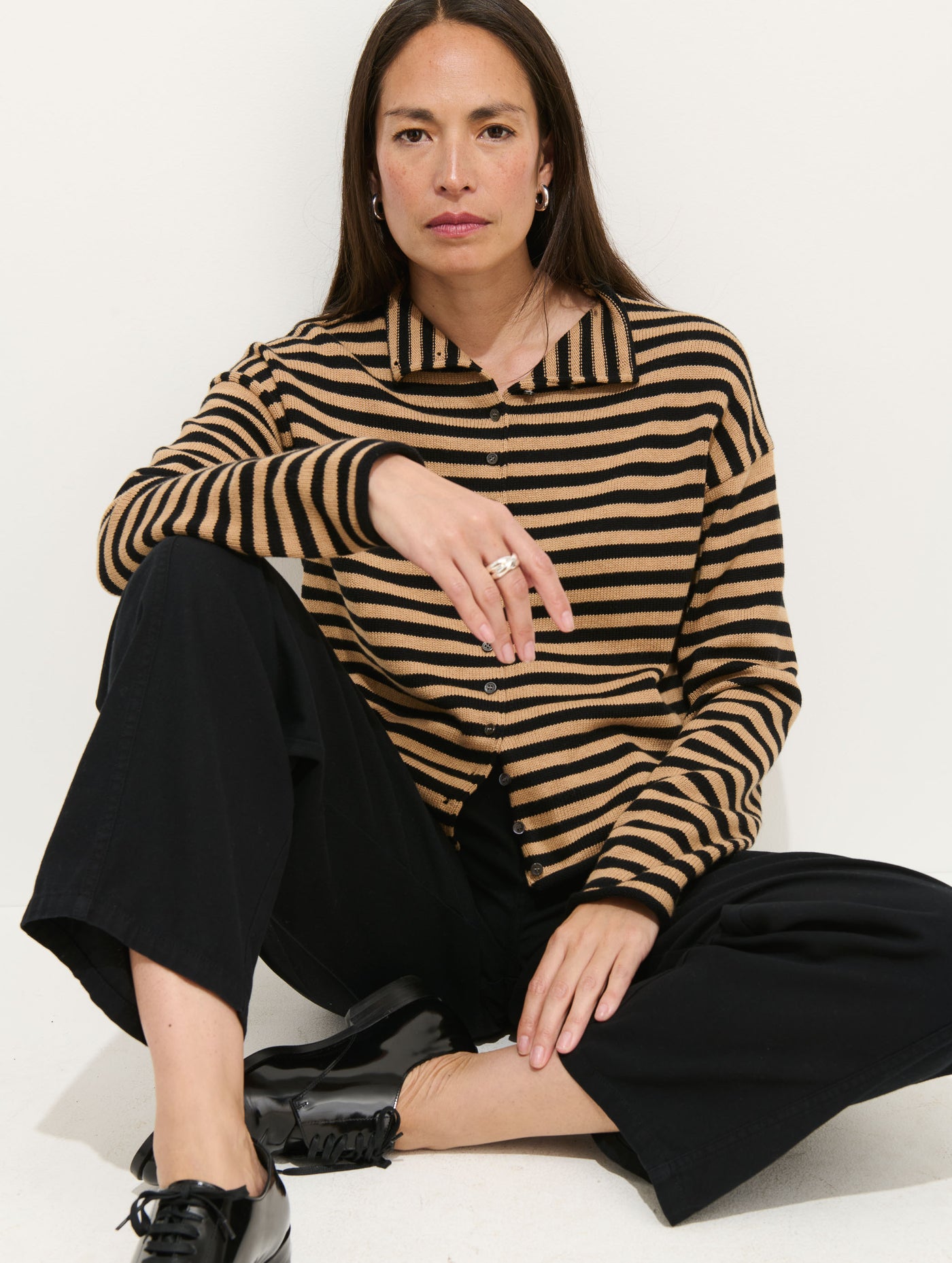 Taylor Striped Cardigan in Cotton Cashmere