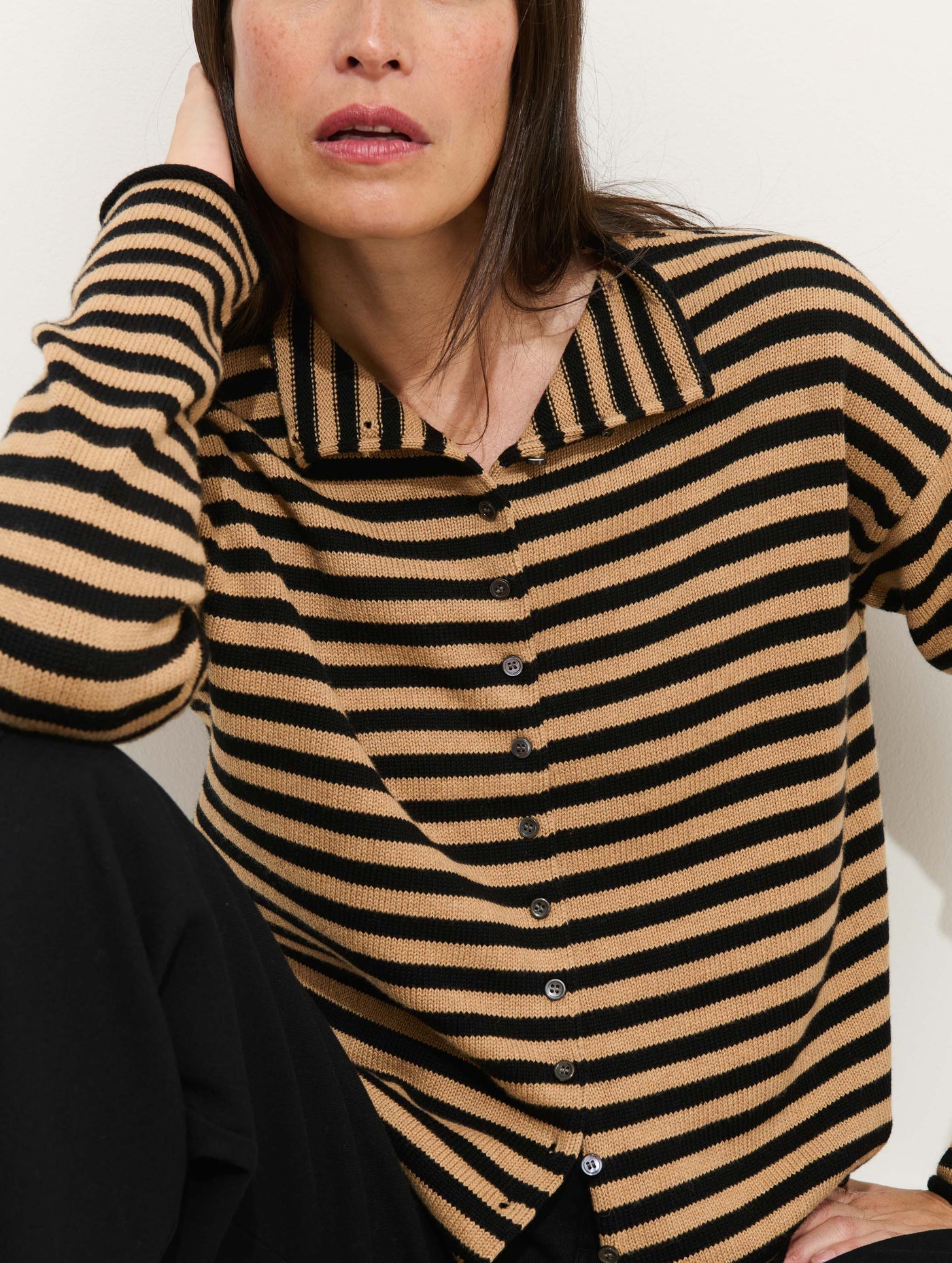 Taylor Striped Cardigan in Cotton Cashmere