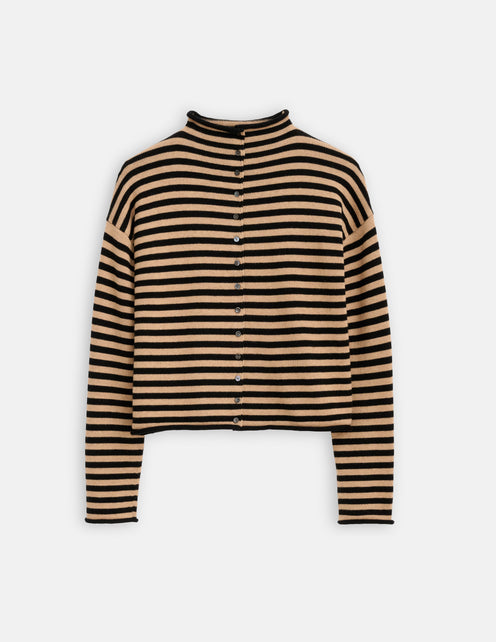 Taylor Striped Cardigan in Cotton Cashmere