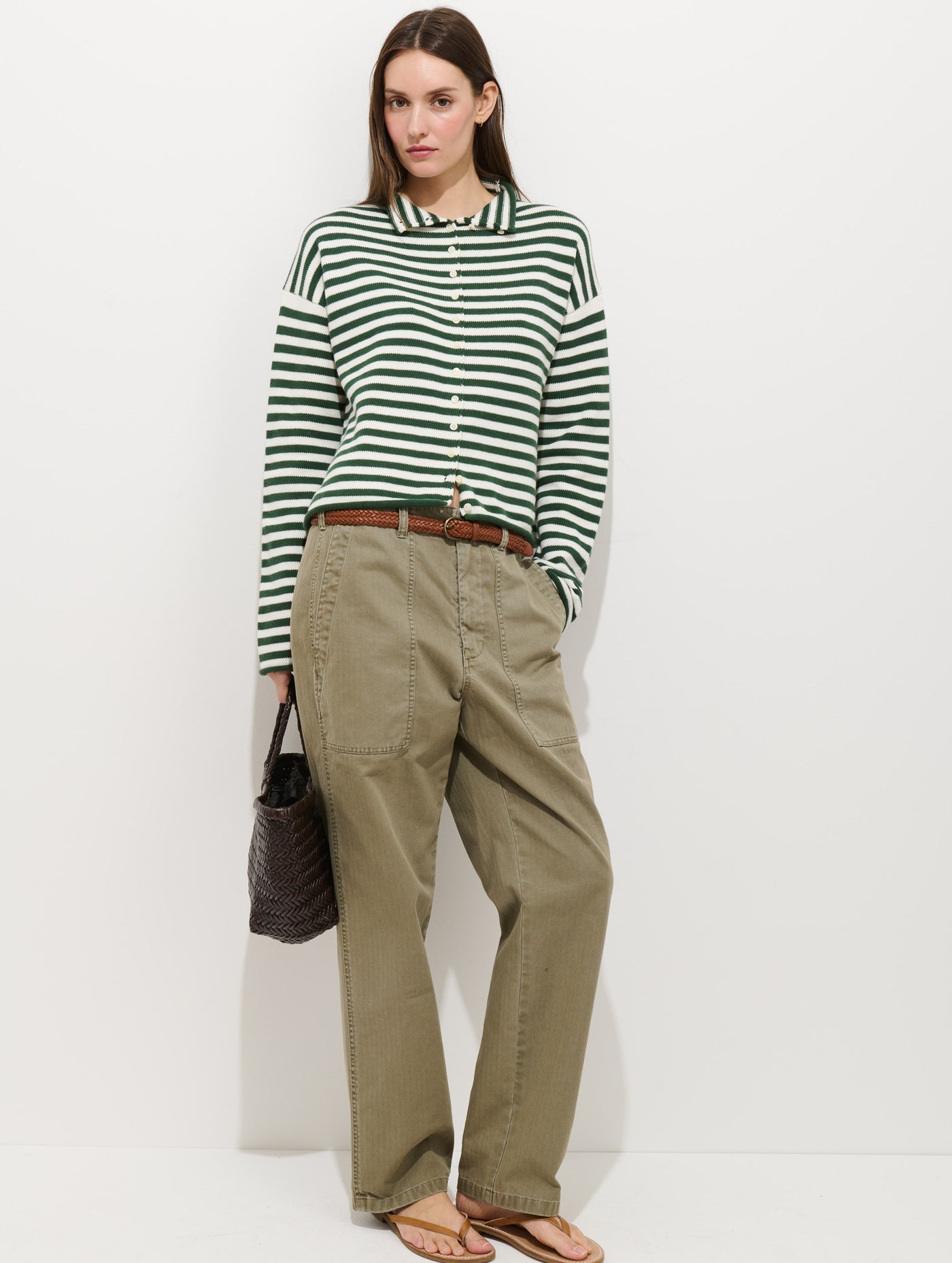 Taylor Striped Cardigan In Cotton Cashmere