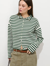 Taylor Striped Cardigan In Cotton Cashmere