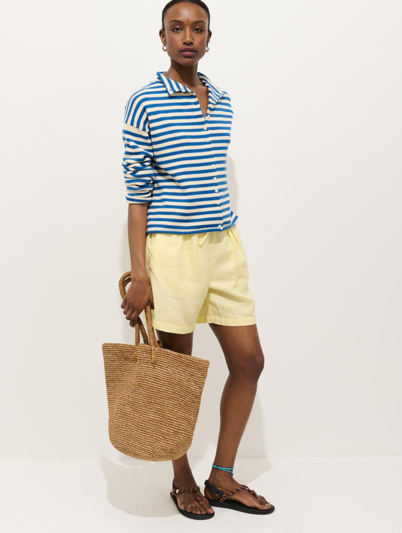 Taylor Striped Cardigan In Cotton Cashmere