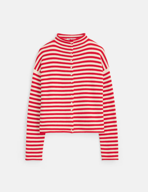 Taylor Striped Cardigan In Cotton Cashmere