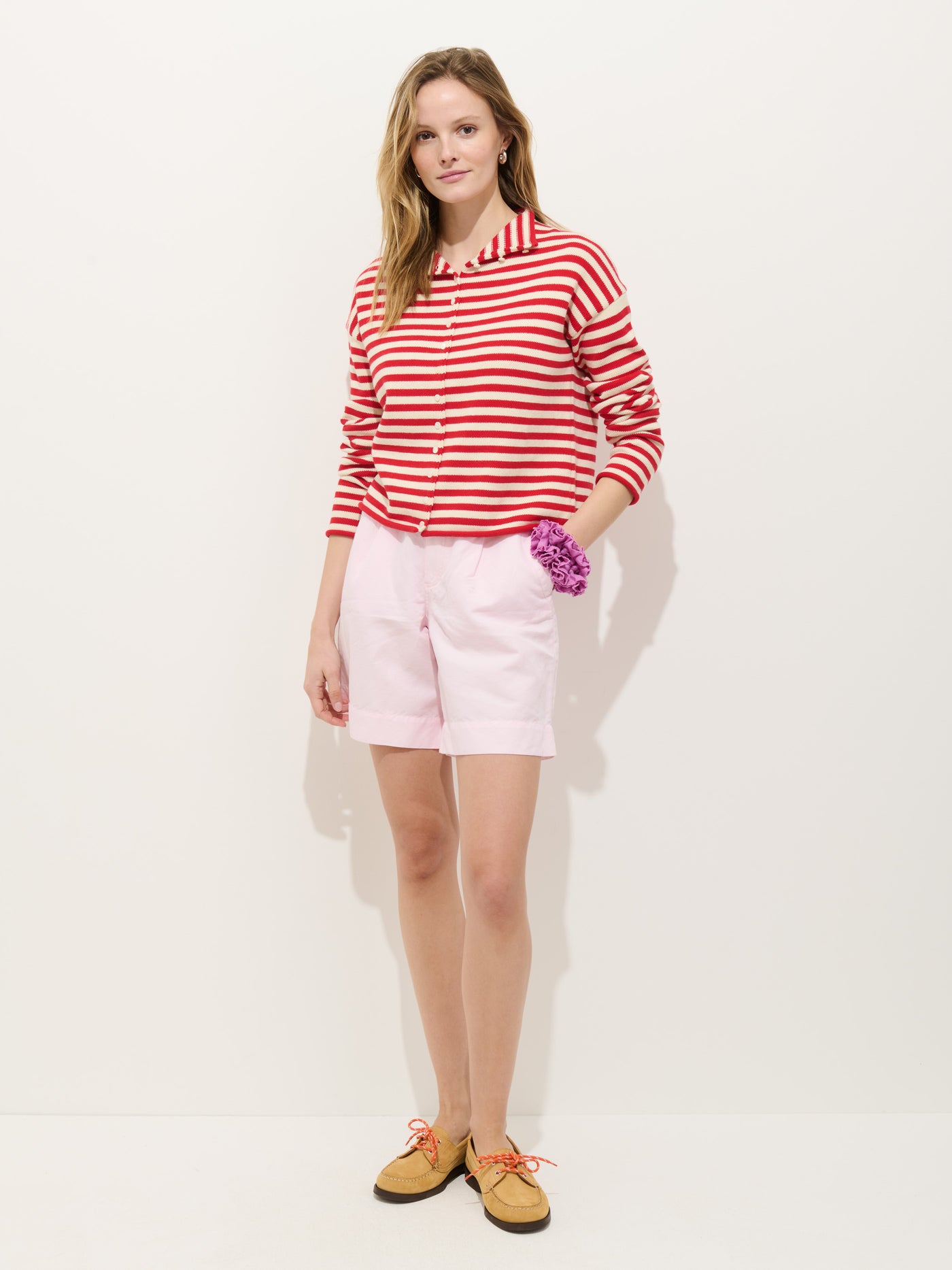 Taylor Striped Cardigan In Cotton Cashmere