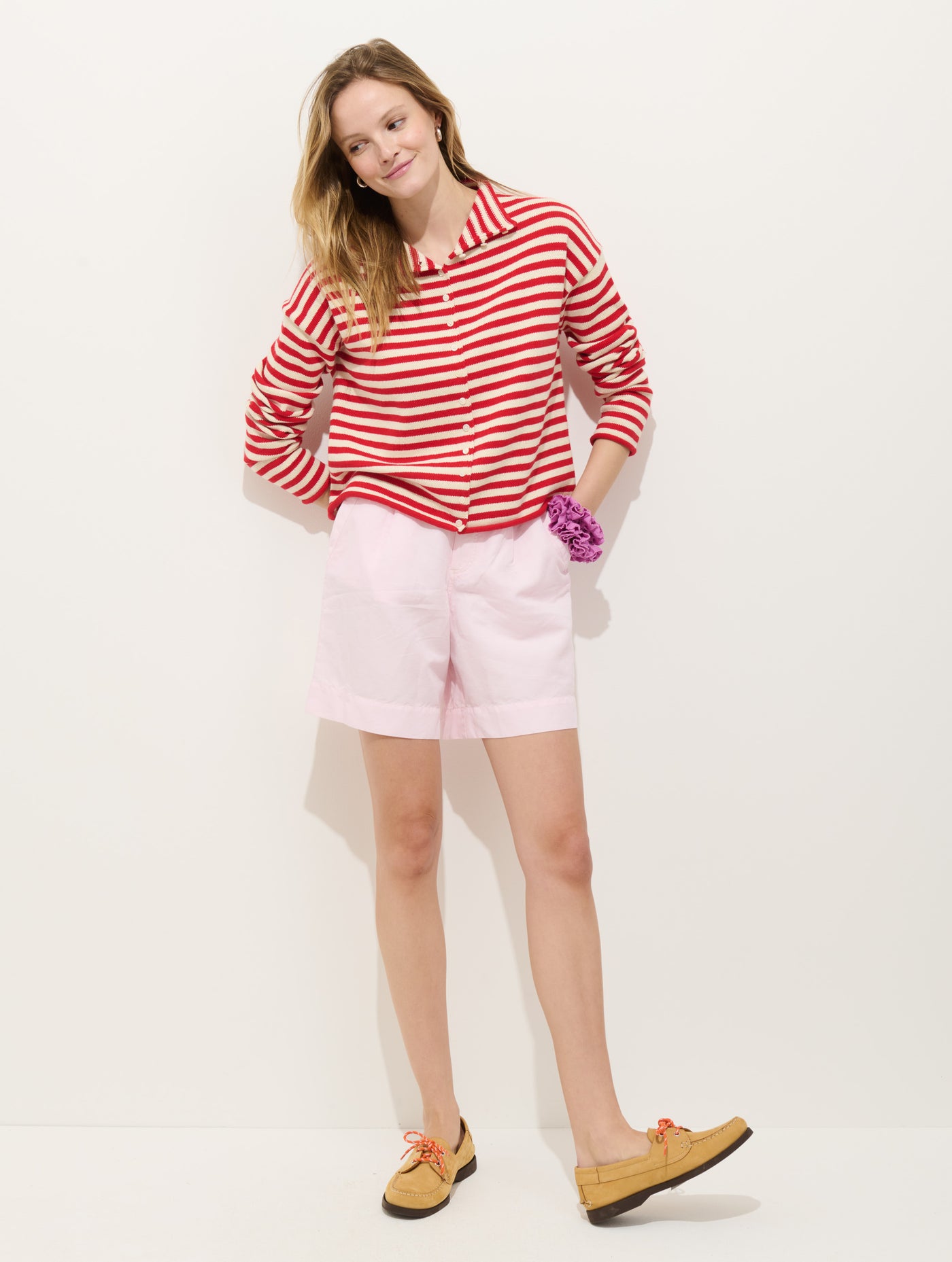 Taylor Striped Cardigan In Cotton Cashmere