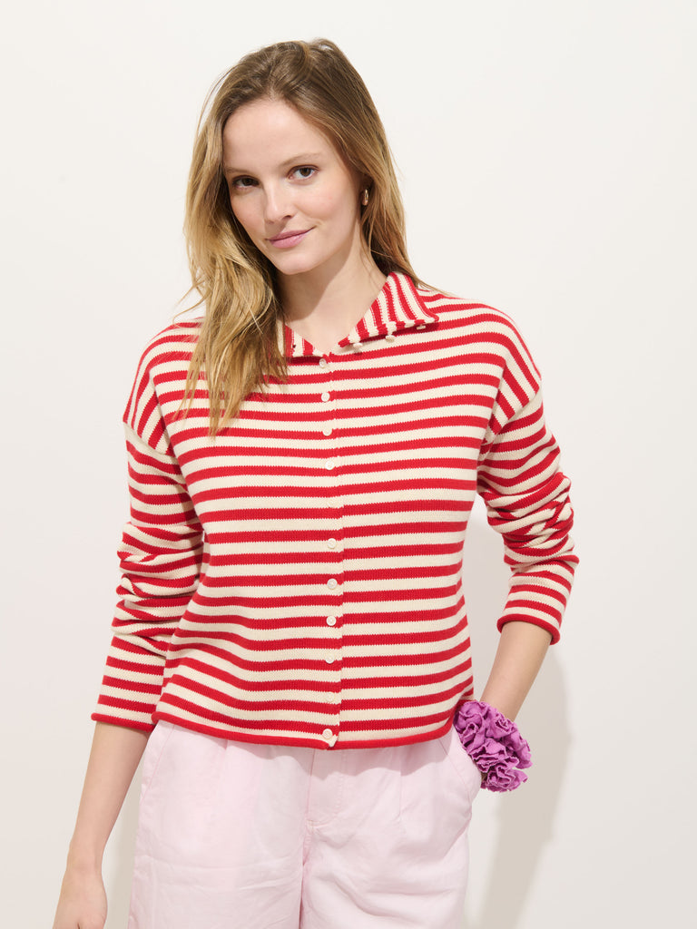 Taylor Striped Cardigan In Cotton Cashmere from Alex Mill - $178