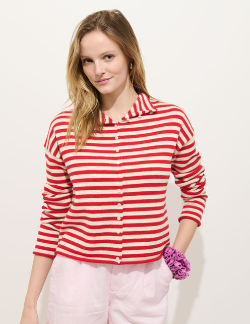Taylor Striped Cardigan In Cotton Cashmere