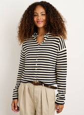 Taylor Striped Cardigan In Cotton Cashmere