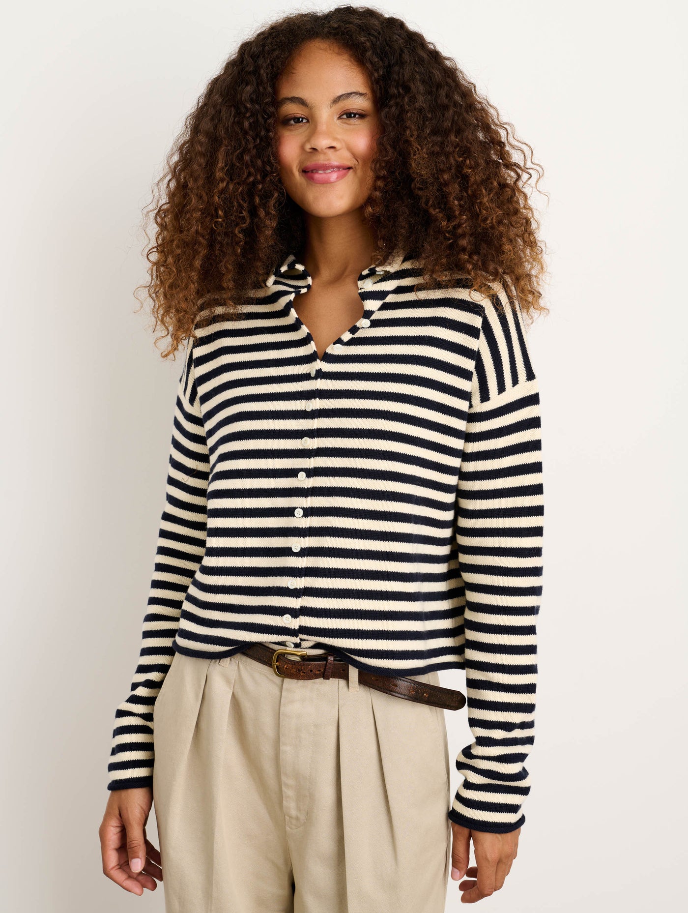 Taylor Striped Cardigan in Cotton Cashmere
