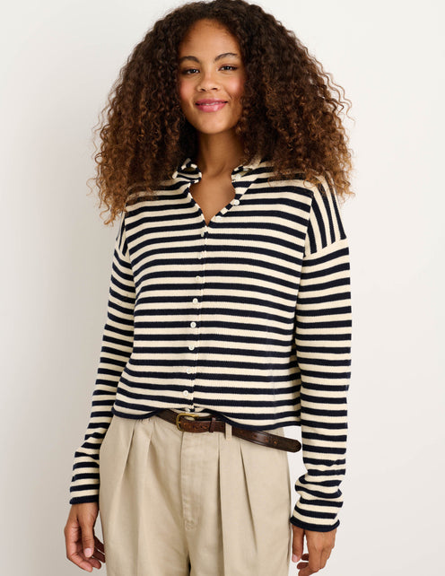 Taylor Striped Cardigan In Cotton Cashmere
