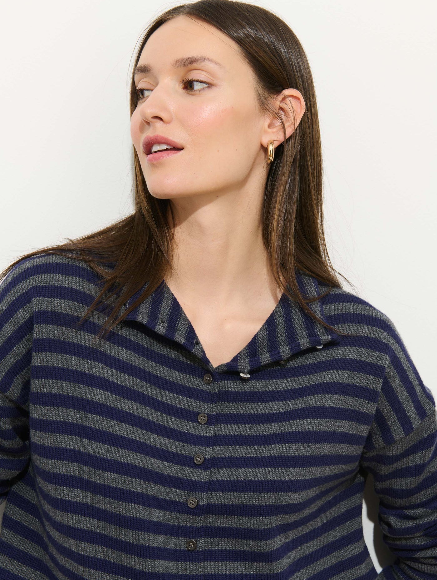 Taylor Striped Cardigan in Cotton Cashmere