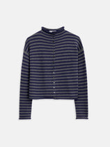 Taylor Striped Cardigan in Cotton Cashmere
