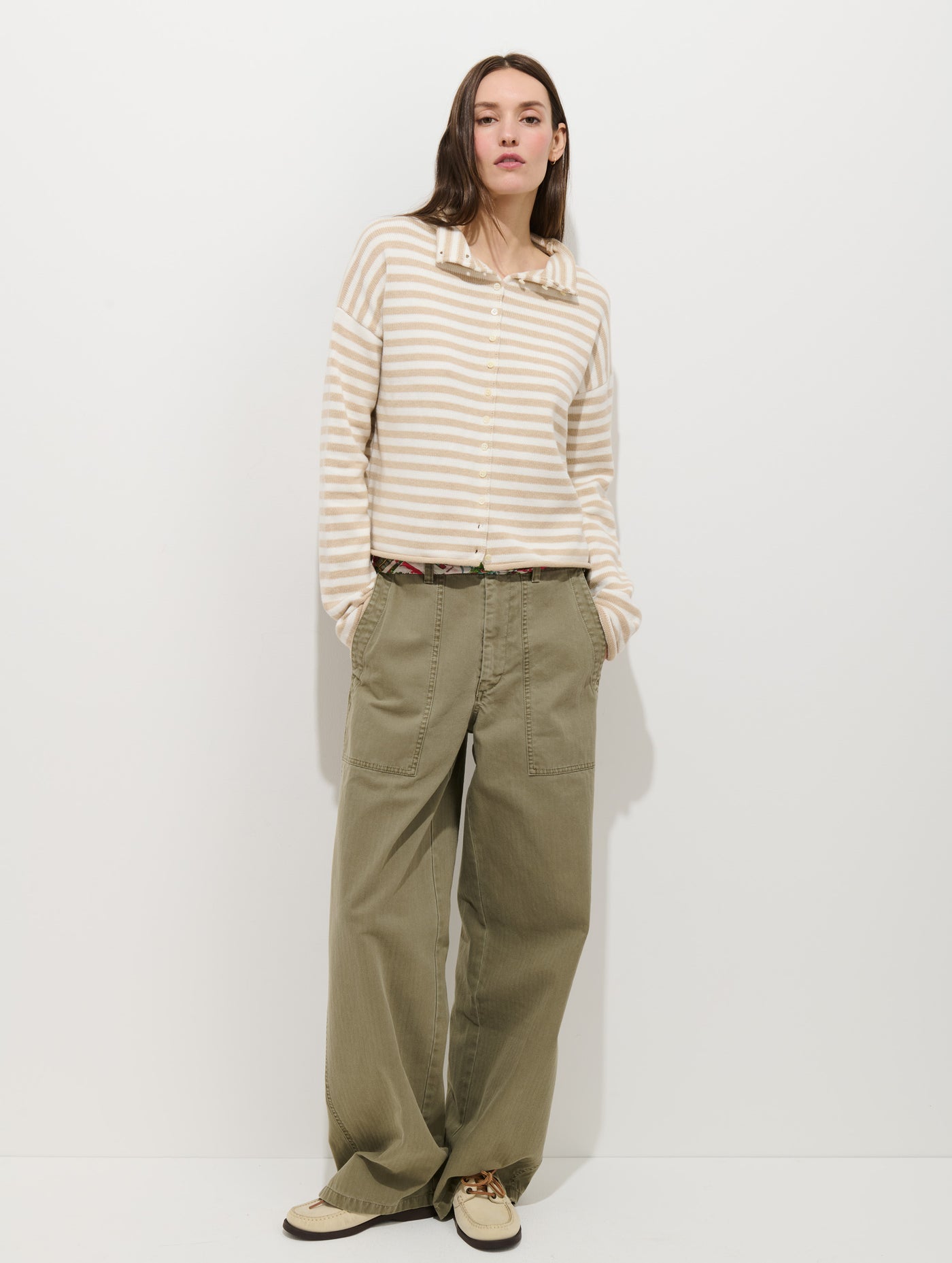 Taylor Striped Cardigan In Cotton Cashmere