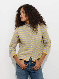 Taylor Striped Cardigan in Cotton Cashmere
