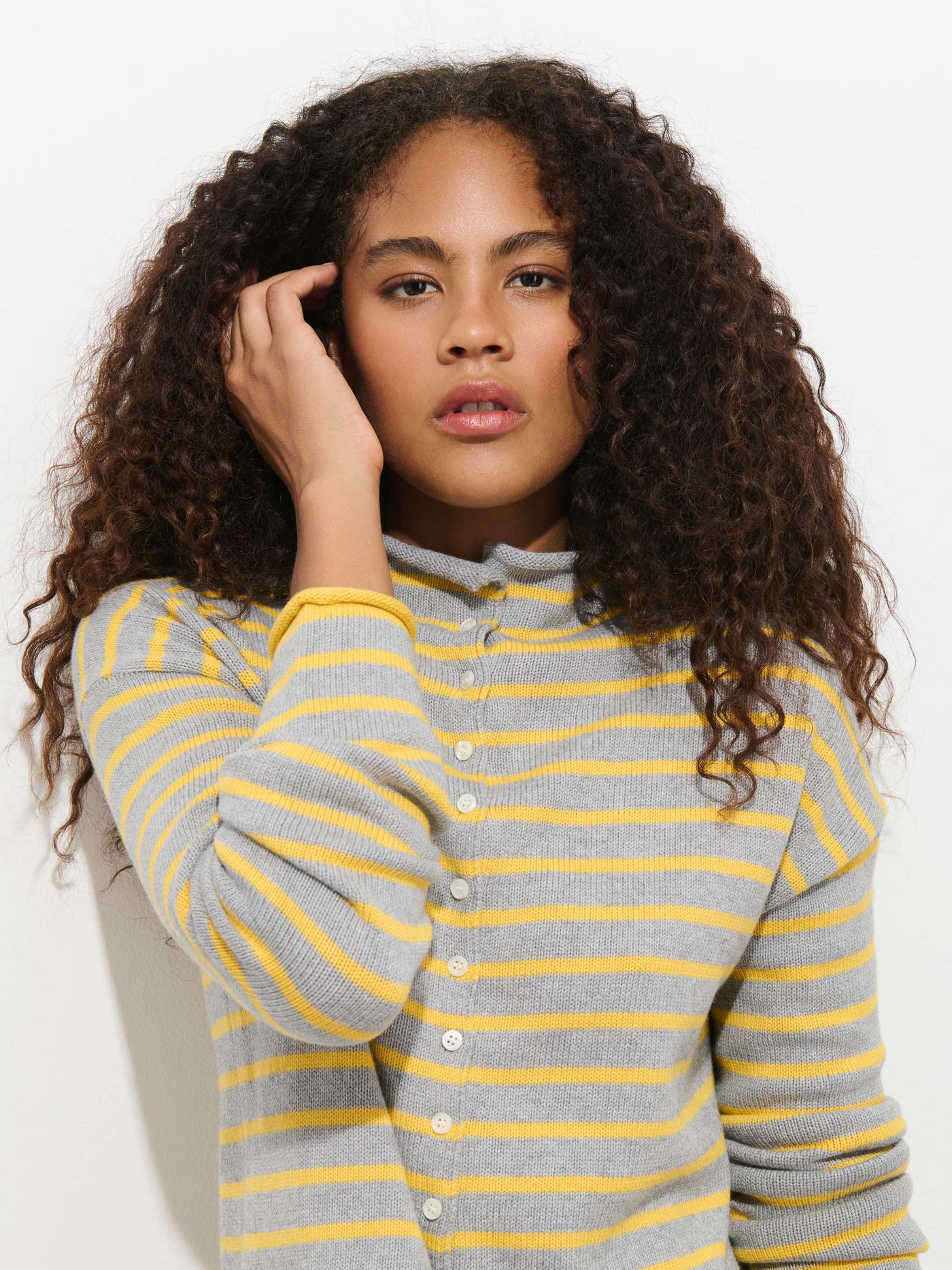 Taylor Striped Cardigan in Cotton Cashmere