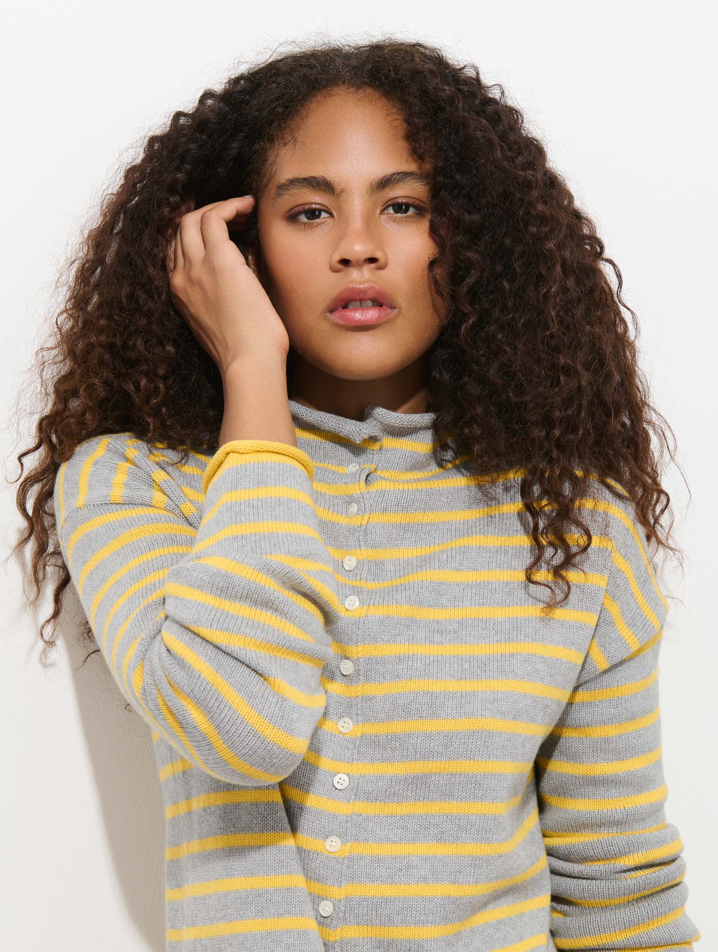Taylor Striped Cardigan in Cotton Cashmere