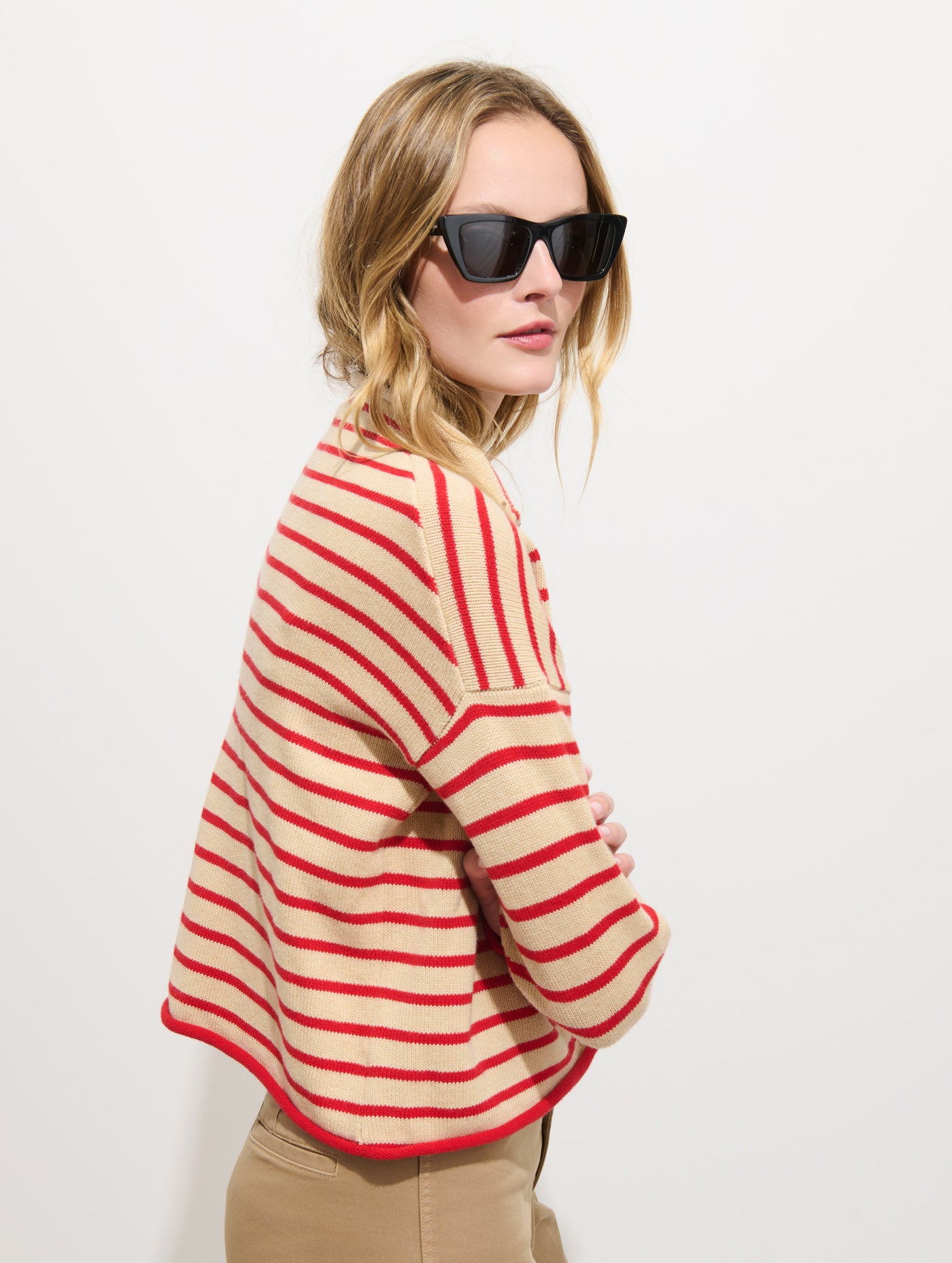 Taylor Striped Cardigan in Cotton Cashmere