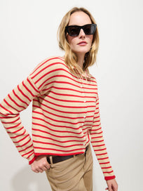 Taylor Striped Cardigan in Cotton Cashmere