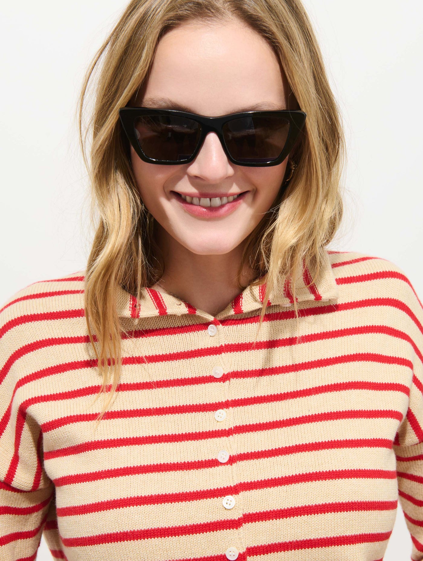 Taylor Striped Cardigan in Cotton Cashmere