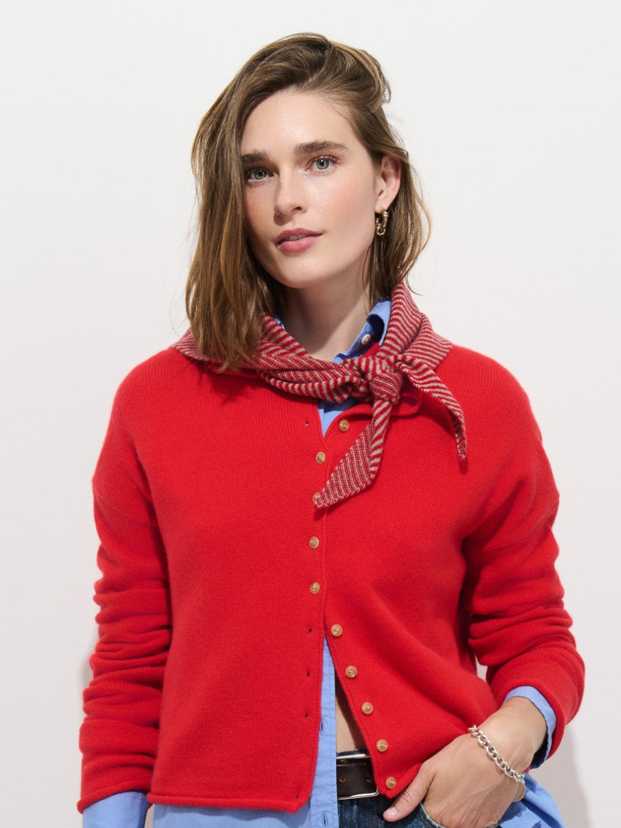 Flynn Striped Handkerchief Scarf in Wool
