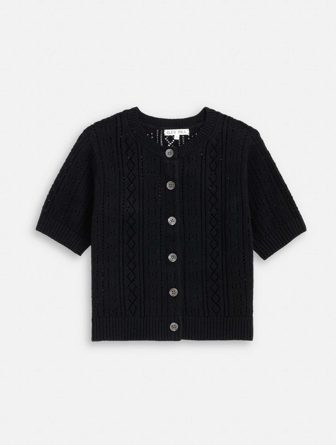 Elle Pointelle Cardigan In Linen Cotton