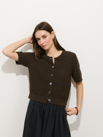 Elle Cardigan In Linen Cotton