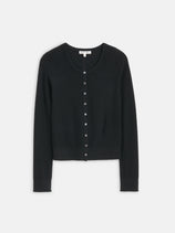 Ava Cardigan In Extrafine Merino Wool In Black
