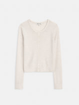 Ava Cardigan In Extrafine Merino Wool In Cream