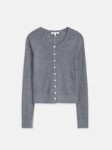 Ava Cardigan In Extrafine Merino Wool In Medium Heather Grey
