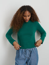 Michelle Crewneck Sweater In Cashmere In Kelly Green