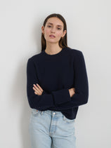 Michelle Crewneck Sweater In Cashmere In Navy