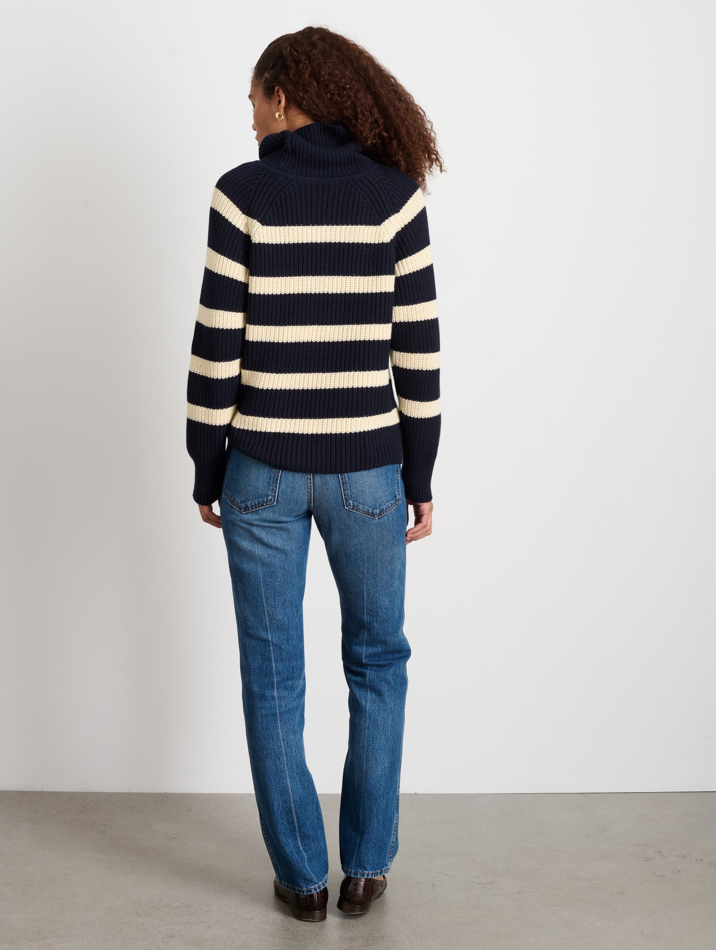 Chelsea Striped Turtleneck In Cotton Cashmere