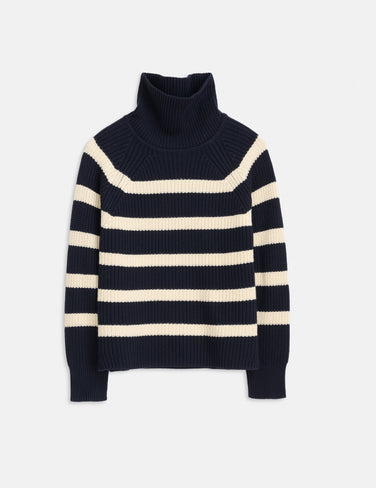Chelsea Striped Turtleneck In Cotton Cashmere