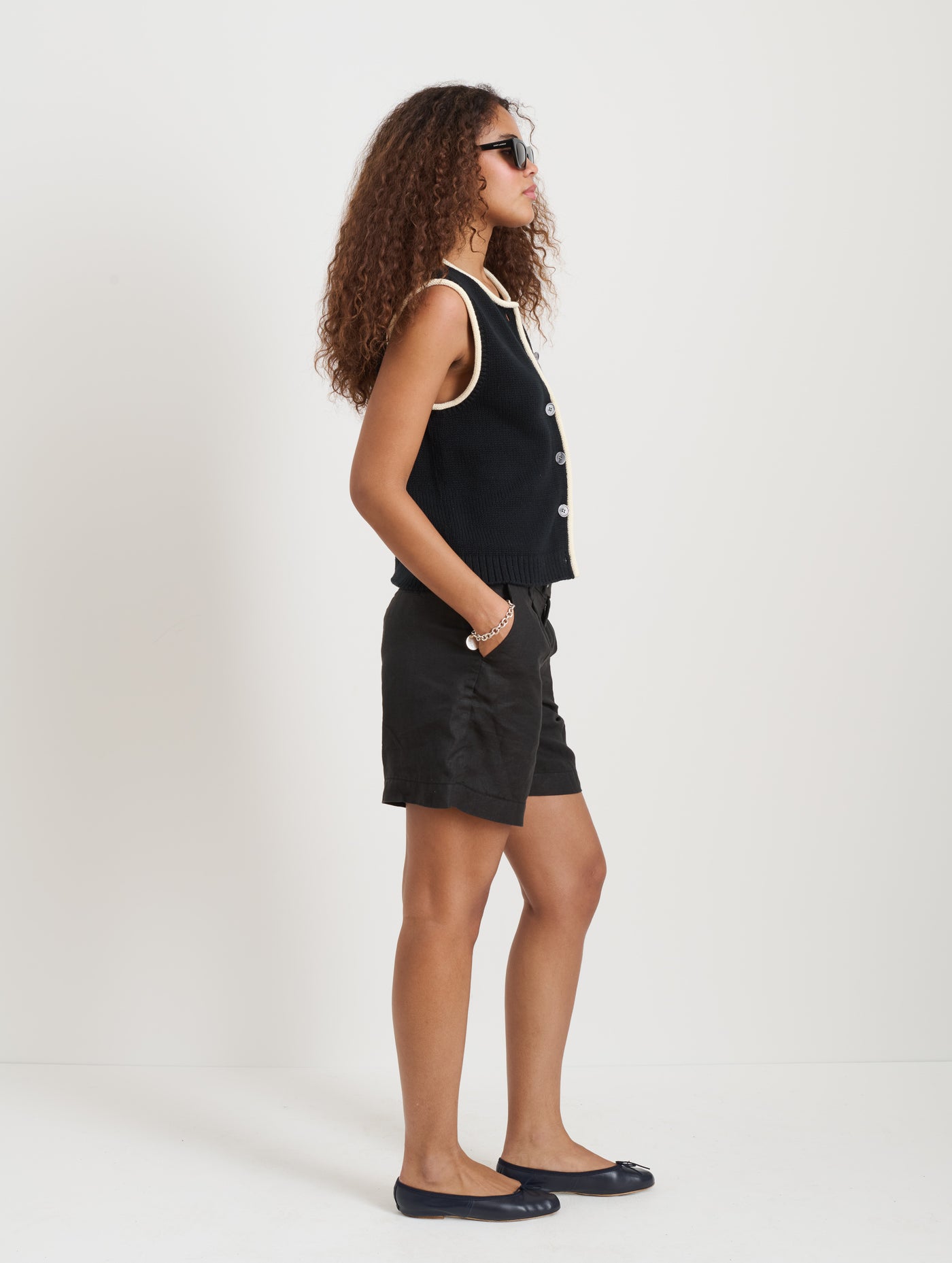 Bridget Tipped Vest in Cotton