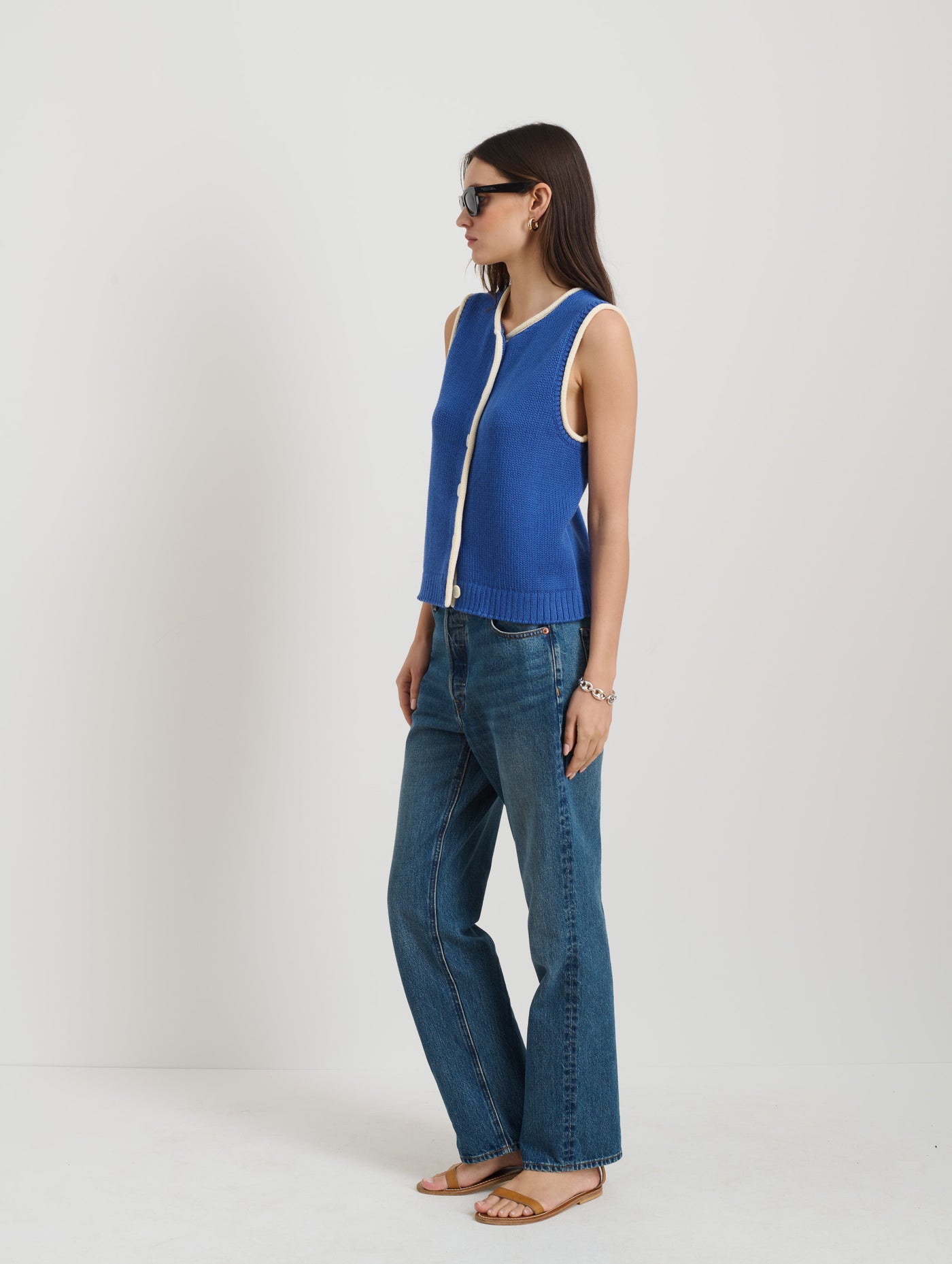 Bridget Tipped Vest in Cotton