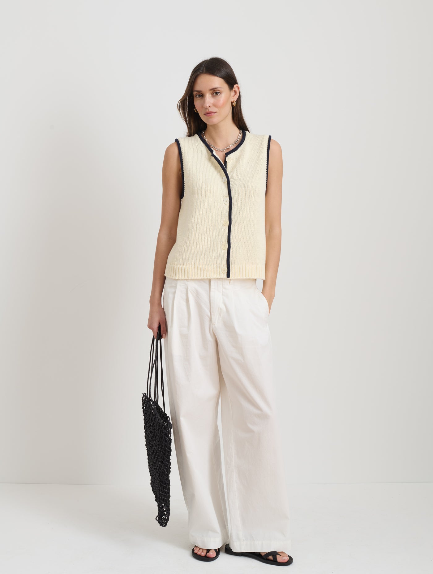 Bridget Tipped Vest in Cotton